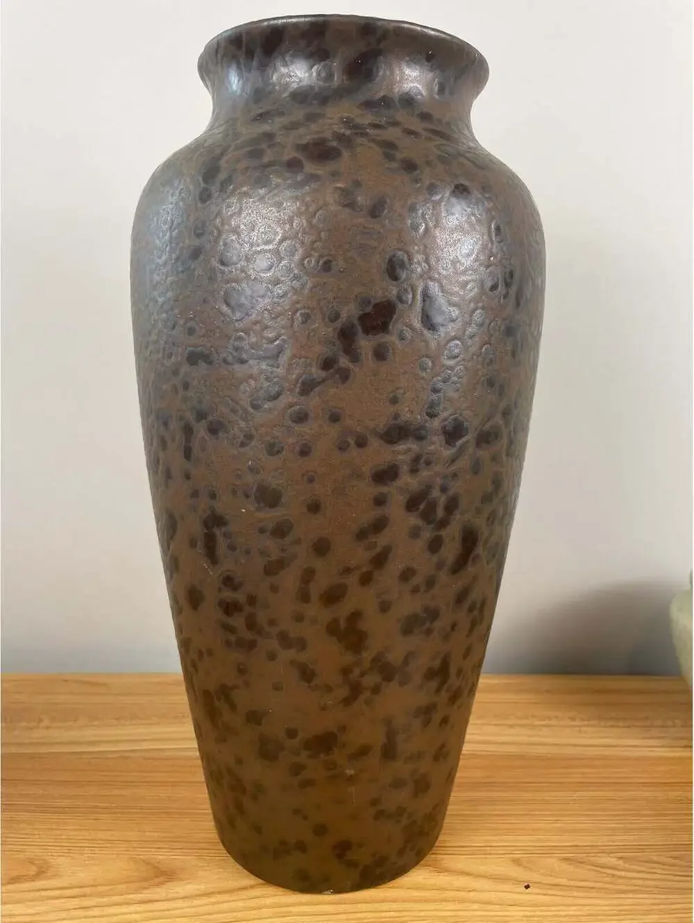 Harris Potteries Chicago IL Tall Brown Mottled Glaze Art Pottery Floor Vase